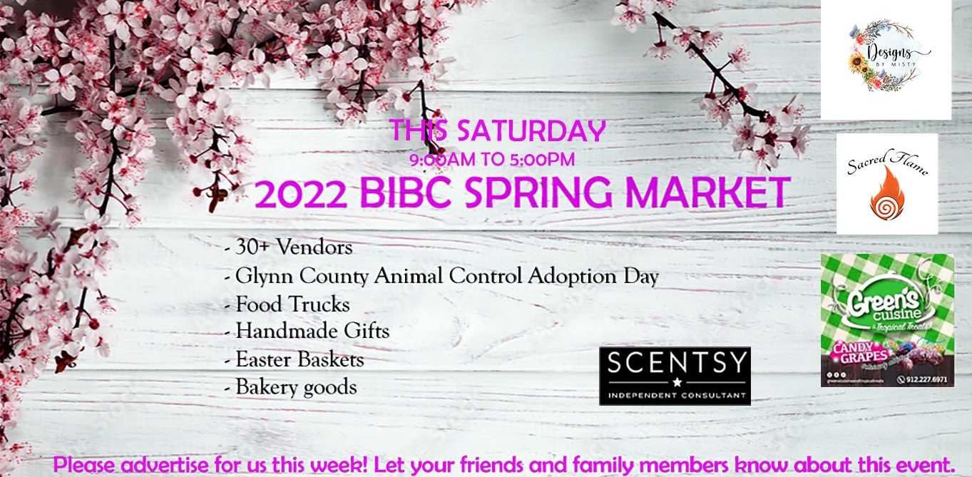 spring market card Blythe Island Baptist Church